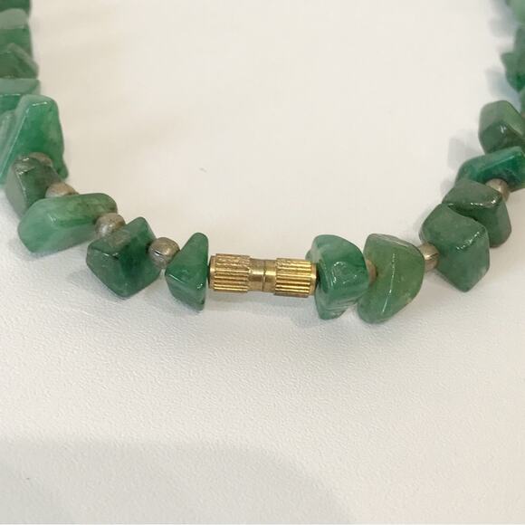 Green Jade Jadeite Necklace Uncut Chunk Stones Barrel Clasp - Picture 11 of 16